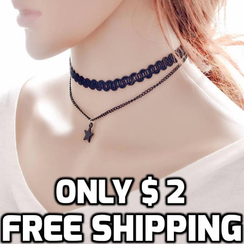 Star Pendant Choker Necklace