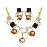 Gold Plated Filled Rhinestone Crystal Acrylic Geometric Necklace