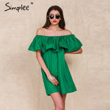 Ruffles slash neck  dress