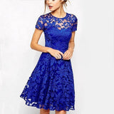 Floral Lace Short Sleeve Party Casual Mini Dress