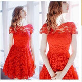 Floral Lace Short Sleeve Party Casual Mini Dress