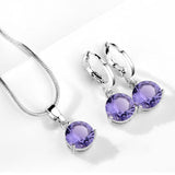 Round CubicNecklace/Earrings Jewelry Set