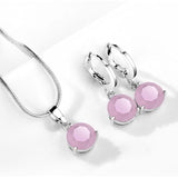 Round CubicNecklace/Earrings Jewelry Set