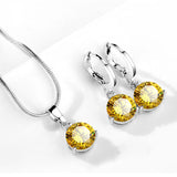 Round CubicNecklace/Earrings Jewelry Set