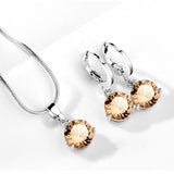 Round CubicNecklace/Earrings Jewelry Set