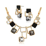 Gold Plated Filled Rhinestone Crystal Acrylic Geometric Necklace