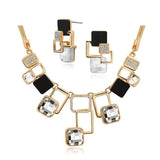 Gold Plated Filled Rhinestone Crystal Acrylic Geometric Necklace