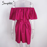 Ruffles slash neck  dress