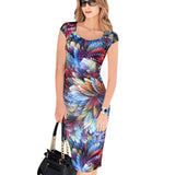 Elegant Floral Print  Business Casual Party Dress