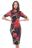 Elegant Floral Print  Business Casual Party Dress