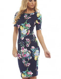 Elegant Floral Print  Business Casual Party Dress