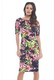 Elegant Floral Print  Business Casual Party Dress