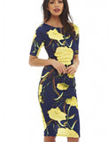 Elegant Floral Print  Business Casual Party Dress