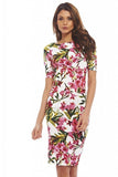 Elegant Floral Print  Business Casual Party Dress