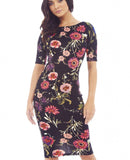 Elegant Floral Print  Business Casual Party Dress