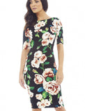 Elegant Floral Print  Business Casual Party Dress