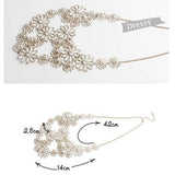 Rhinestone gold color hollow flowers necklace