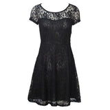 Floral Lace Short Sleeve Party Casual Mini Dress